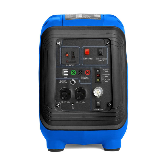 ALP 1000W Portable Powered Generator in Blue and Black Color in Front View