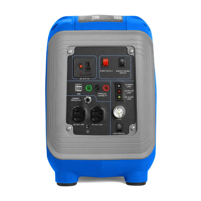 ALP 1000W Portable Powered Generator in Blue and Grey Color in Front View