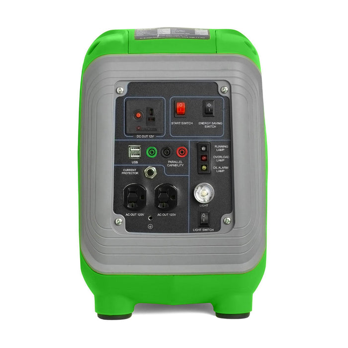 ALP 1000W Portable Powered Generator in Green and Grey Color in front view