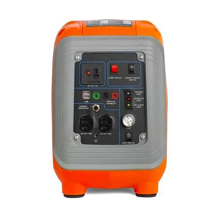 ALP 1000W Portable Powered Generator in Orange and Grey Color in front view