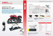 Check out our informational brochure for the AMGO Hydraulics MC-1200 Motorcycle & ATV Lift, showcasing a striking red motorcycle and detailed specifications, including an adjustable wheel vise for improved stability. Learn how the AMGO MC-1200 simplifies your maintenance tasks with its top-of-the-line features.