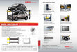 Brochure for the AMGO Hydraulics' 408-P 8,000 lbs 4 Post Parking Lift, detailing features, specifications, and optional parts.