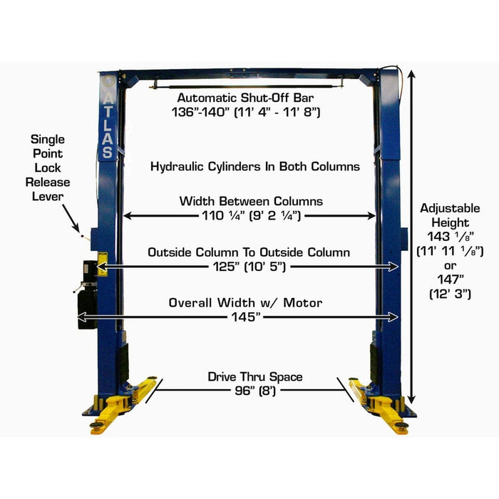 Atlas PV10PX 10,000 lb Overhead 2-Post Lift