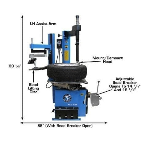 Atlas TC289LH Extra Large Rim-Clamp Tire Changer w/ Assist Arm