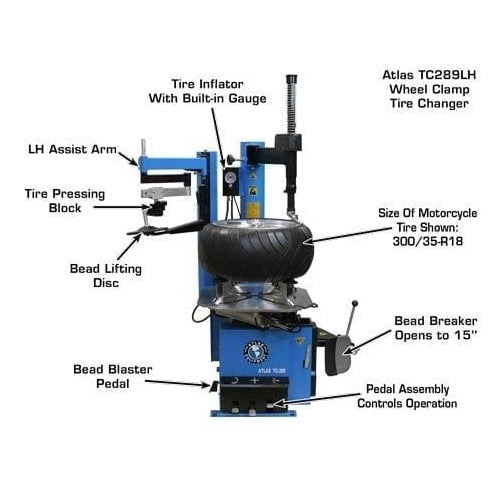 Atlas TC289LH Extra Large Rim-Clamp Tire Changer w/ Assist Arm