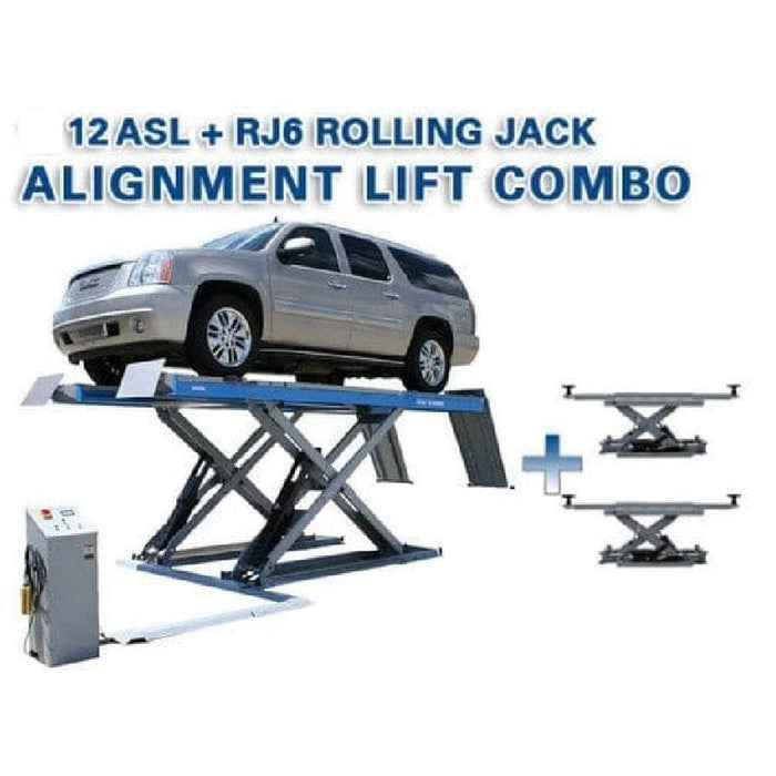 Atlas 12ASL Alignment Scissor Lift and RJ-6 Rolling Jack Combo