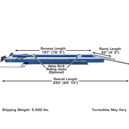 Atlas 12AWFSL 12,000 lb Alignment Lift w/ Wheels Free Lifts with dimensions 