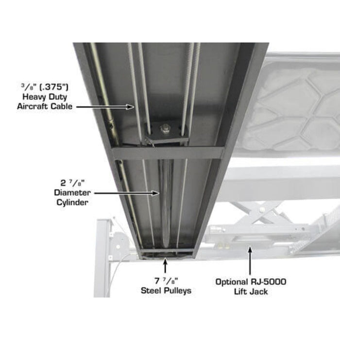 Atlas 408SL 8,000 lb. Super Deluxe 4-Post Lift with bottom view