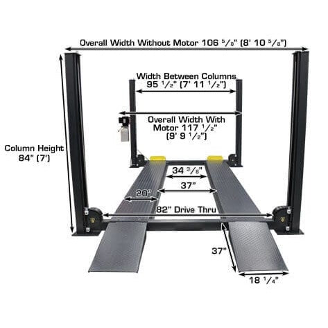 Atlas 408SL 8,000 lb. Super Deluxe 4-Post Lift empty