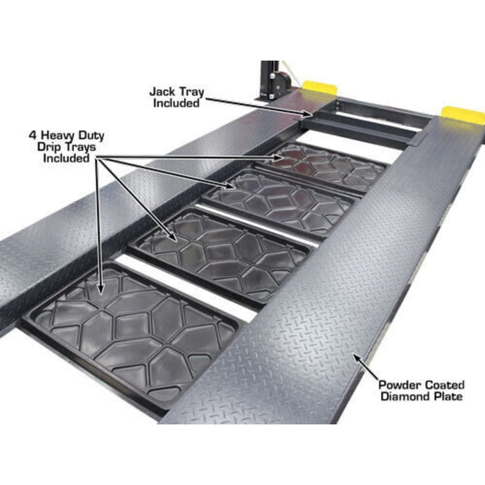 Atlas PREMIUM 408SL 4 Post Lift + RJ35 Sliding Jacks Combo with 4 Drip Trays