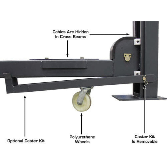 Atlas PREMIUM 408SL 4 Post Lift + RJ35 Sliding Jacks Combo with Polyurethane wheels