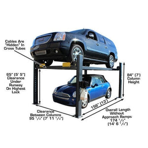 Atlas PREMIUM 408SL 4 Post Lift + RJ35 Sliding Jacks Combo with cars 