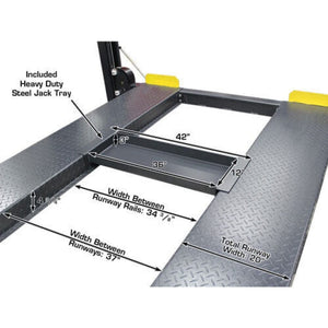 Atlas PREMIUM 408SL 4 Post Lift + RJ35 Sliding Jacks Combo with heavy duty Jack tray