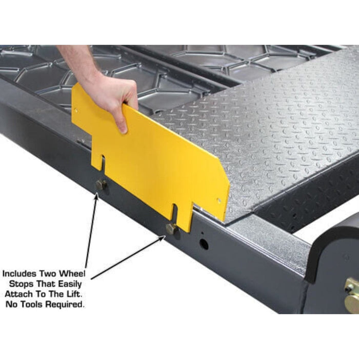 Atlas PREMIUM 408SL 4 Post Lift + RJ35 Sliding Jacks Combo with 2 wheel stops