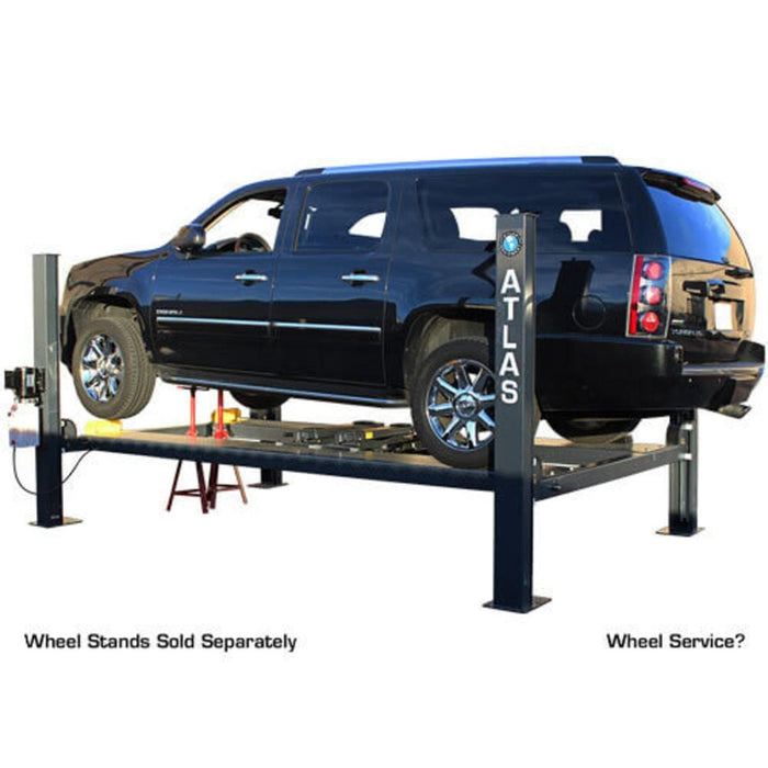 Atlas PREMIUM 408SL 4 Post Lift + RJ35 Sliding Jacks Combo with car