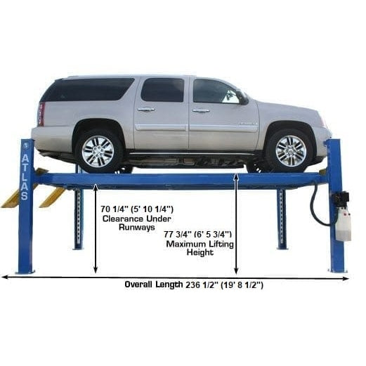 Atlas 412 12,000 lb 4-Post Lift + RJ6 Jacks Combo length