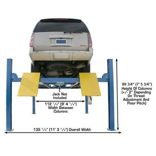 Atlas 412 12,000 lb 4-Post Lift + RJ6 Jacks Combo width