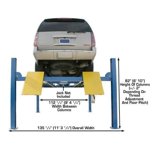 Atlas 412A Alignment 4 Post Lift + RJ6 Rolling Jacks Combo Rear View