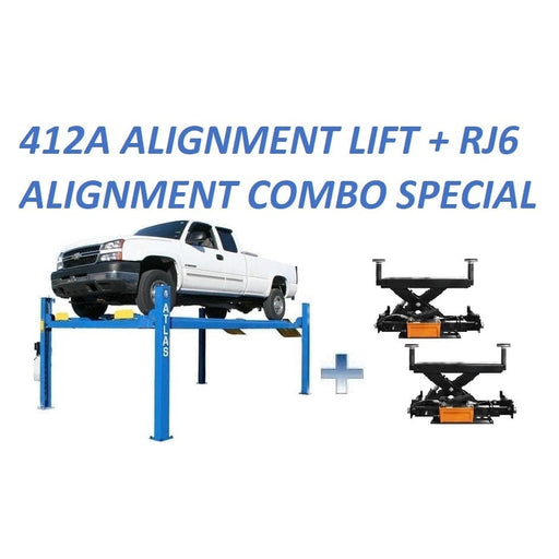 Atlas 412A Alignment 4 Post Lift + RJ6 Rolling Jacks Combo