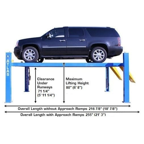 Atlas 414 14,000 lb Commercial 4-Post Lift height clearance