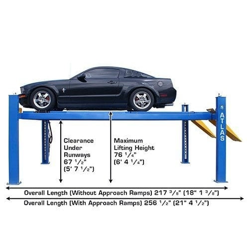 Atlas 414A 14,000 lb 4-Post Alignment Lift Height Clearance