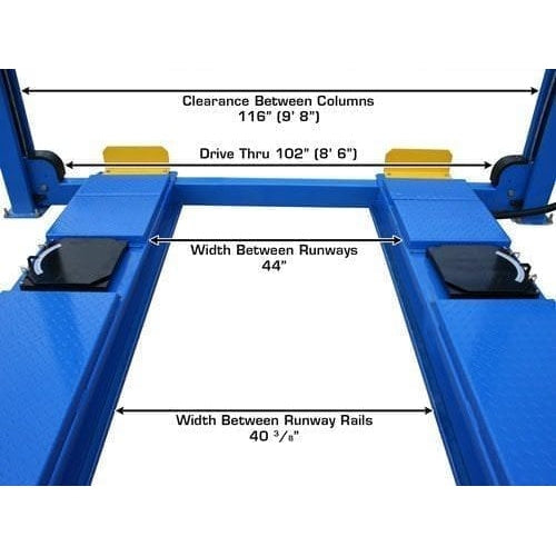 Atlas 414A 14,000 lb 4-Post Alignment Lift Runway Width