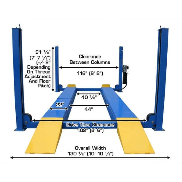 Atlas 414A Alignment Lift + RJ8 Rolling Jacks Combo lift width