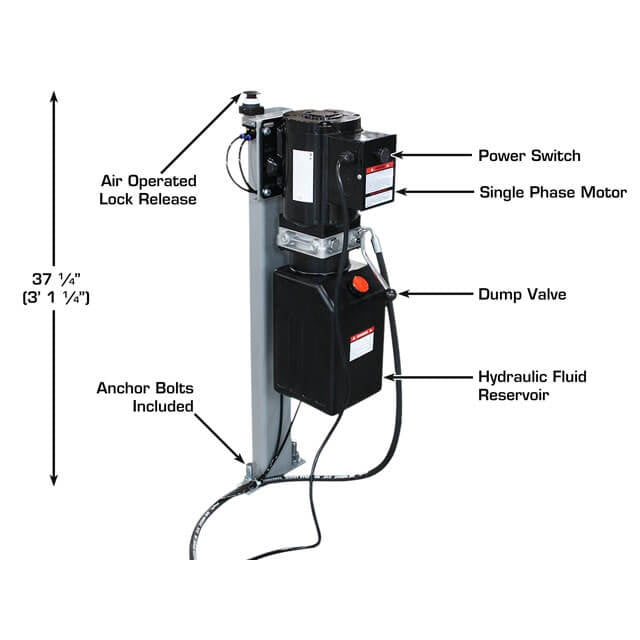 Atlas 6PL 6,000 lb Open Center Low Rise Lift motor