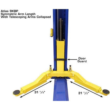 Atlas 9KBPX 9,000 lb Baseplate 2 Post Lift arms