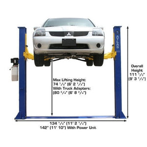 Atlas 9KBPX 9,000 lb Baseplate 2 Post Lift w/ LMA Combo front view