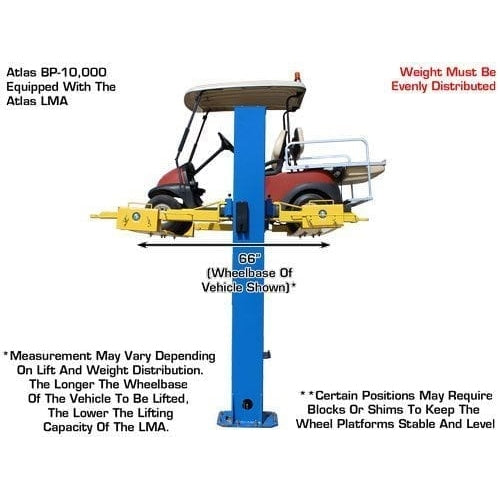 Atlas 9KBPX 9,000 lb Baseplate 2 Post Lift w/ LMA Combo left view