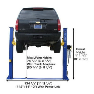 Atlas 9KBPX 9,000 lb Baseplate 2 Post Lift w/ LMA Combo rear view