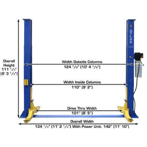 Atlas 9KBPX 9,000 lb Baseplate 2 Post Lift width