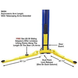 Atlas 9KOHX 9,000 lb Overhead 2-Post Lift arm dimensions