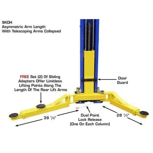 Atlas 9KOHX 9,000 lb Overhead 2-Post Lift w/ LMA Combo Arm