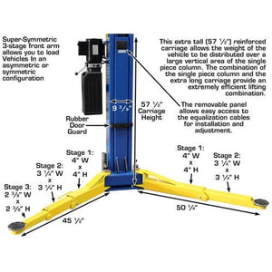 Atlas 9OHSC 2-Post Lift + Lawn Mower Adapter Combo Door Guard