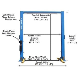 Atlas 9OHSC 2-Post Lift + Lawn Mower Adapter Combo Drive Thru