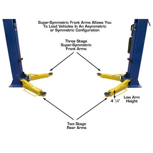 Atlas 9OHSC 2-Post Lift + Lawn Mower Adapter Combo Rear View