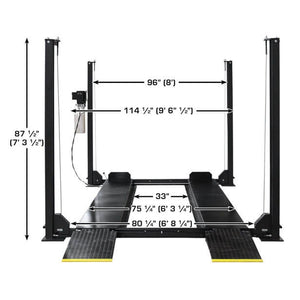 Atlas ALI Certified APEX 8 4 Post Lift + RJ35 Sliding Jacks Combo Height