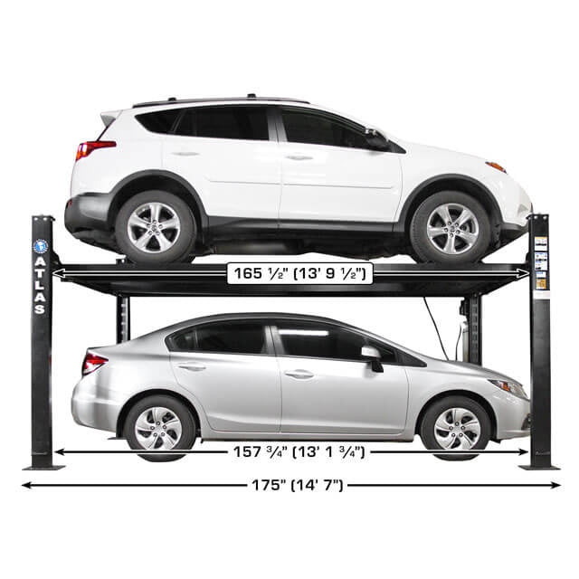 Atlas ALI Certified APEX 8 4 Post Lift + RJ35 Sliding Jacks Combo Length