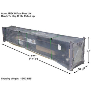 Atlas ALI Certified APEX 8 4 Post Lift + RJ35 Sliding Jacks Combo Lift Shipment