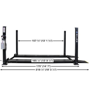 Atlas ALI Certified APEX 8 4 Post Lift + RJ35 Sliding Jacks Combo Overall Length