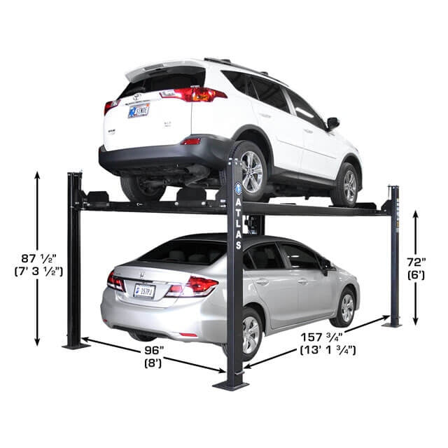 Atlas ALI Certified APEX 8 4 Post Lift + RJ35 Sliding Jacks Combo with Two Cars