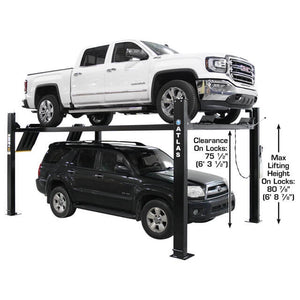 Atlas ALI Certified APEX9 4 Post Lift + RJ6 Rolling Bridge Jacks Combo Height