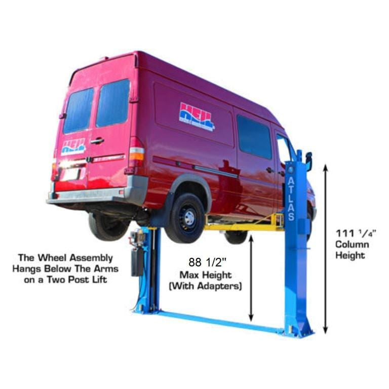 Atlas BP12000X 12,000 lb Baseplate 2 Post Lift Max Height with adapters