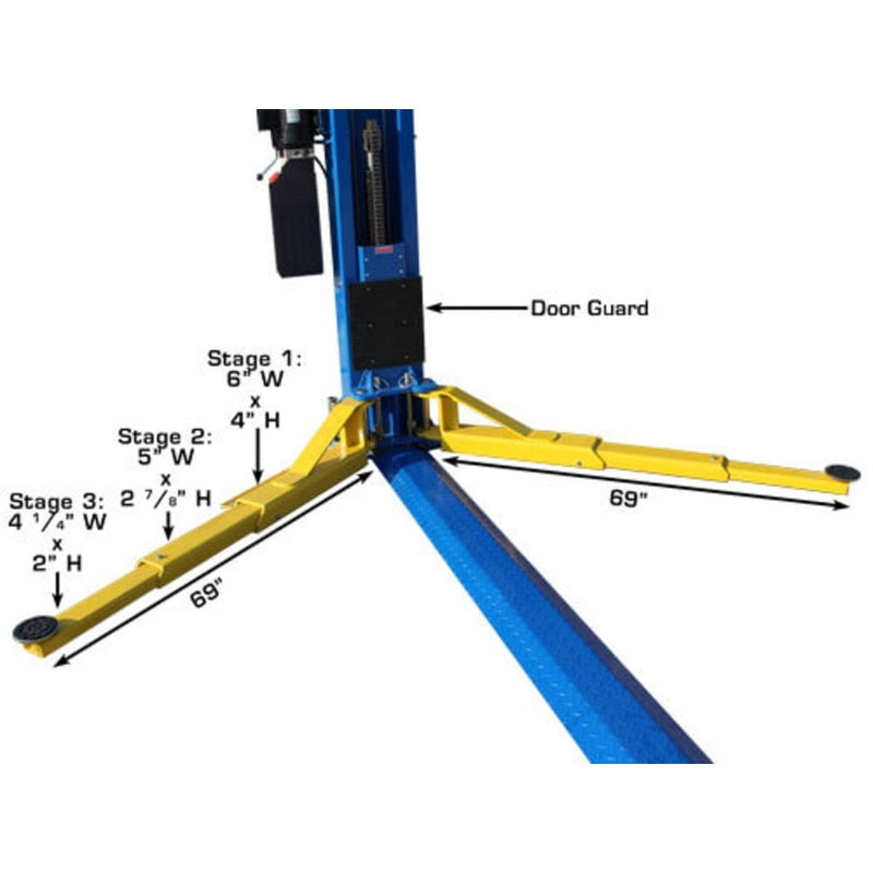 Atlas BP12000X 12,000 lb Baseplate 2 Post Lift Arm Stages