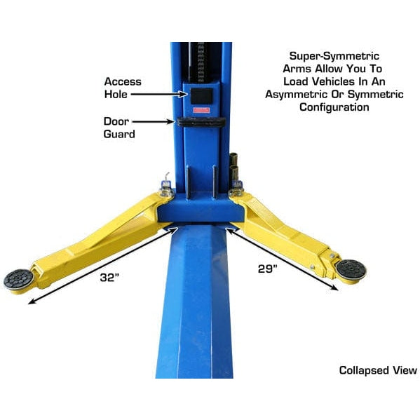 Atlas BP8000 2-Post Lift + Lawn Mower Adapter Combo Door Guard