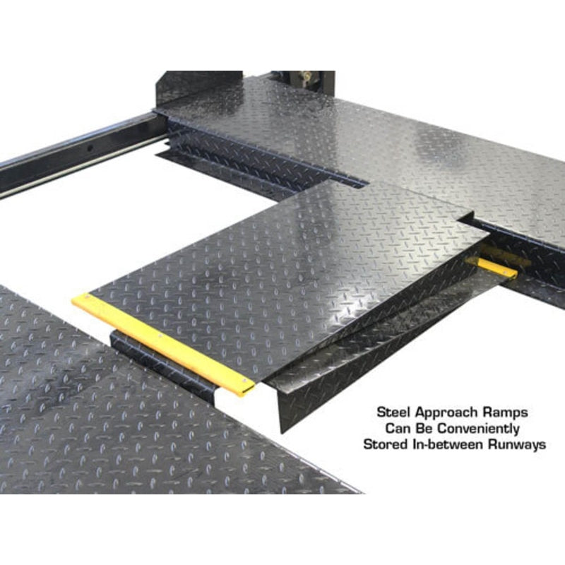 Atlas Garage PRO8000 8,000 lb 4-Post Lift approach ramps