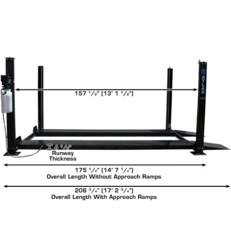 Atlas Garage PRO8000 8,000 lb 4-Post Lift lengths