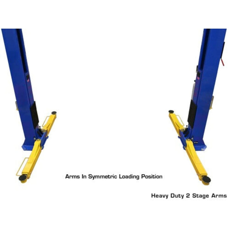 Atlas OHX10000X 10,000 lb Extra Tall 2-Post Lift with arms in symmetric loading position
